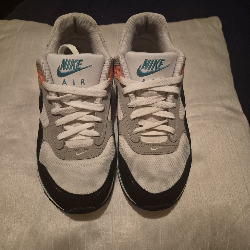 Nike Air Max Correlate White, Gray & Black Sneakers with Teal Logo